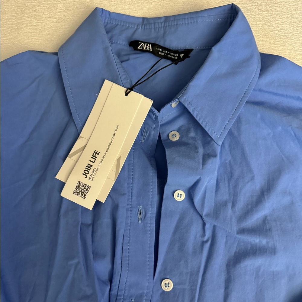 NWT Zara Oversized Blue Button Up